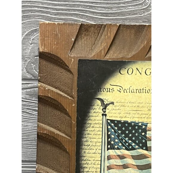 Vintage Declaration of Independence Wooden Plaque Primitive Sign Decoupage USA - Picture 3 of 7